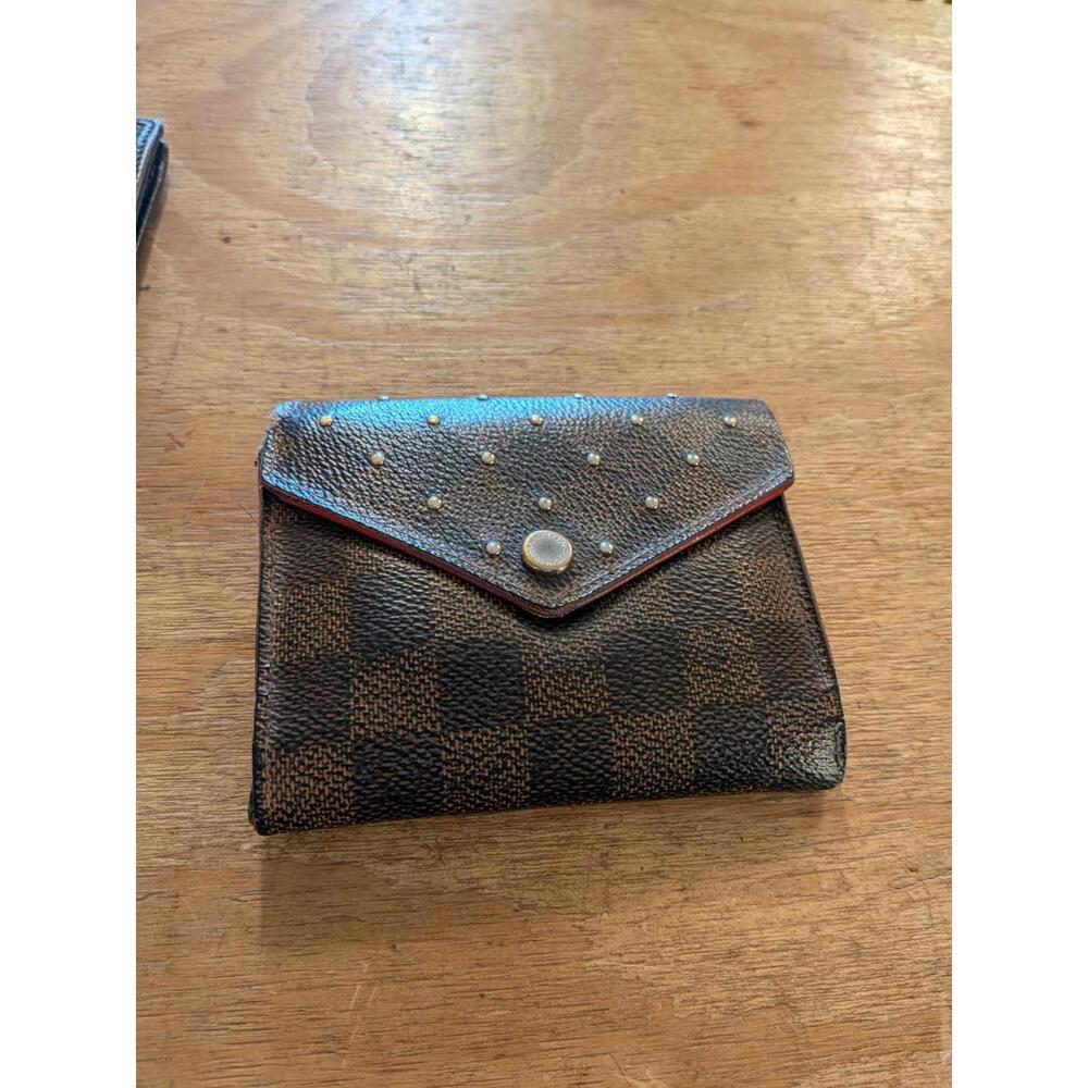 Very Rare! Louis Vuitton Damier Ebene Studded Victorine Wallet Cherry LV